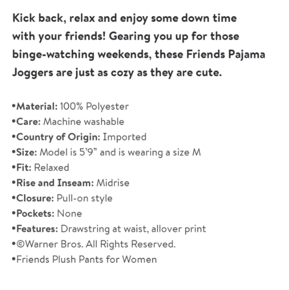 NWT Friends Woman's Jogger Pajama Pants - Picture 4 of 4